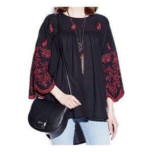 Johnny Was Rose-Stitch Voile Blouse